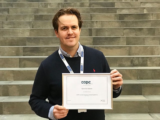 Kyrre Opheim er sertifisert innen COPC i ProffCom. Dette er standarden for kundeservice som vi jobber etter med våre rutiner