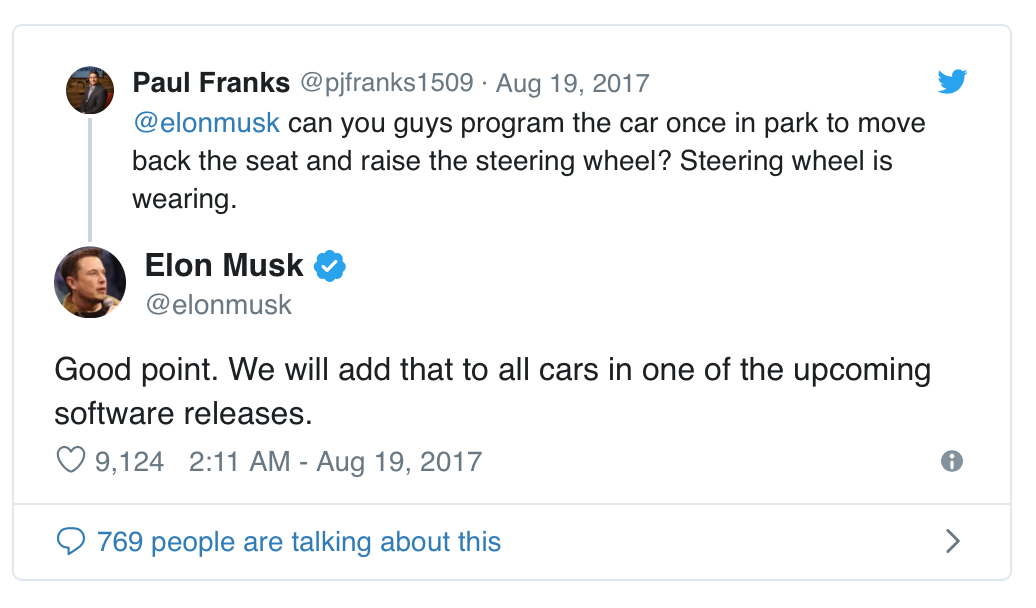 Elon Musk yter personlig kundeservice på twitter