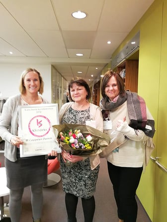 ProffCom var på plass for å overrekke prisen for beste kundeservice åpen klasse til Cappelen damm 